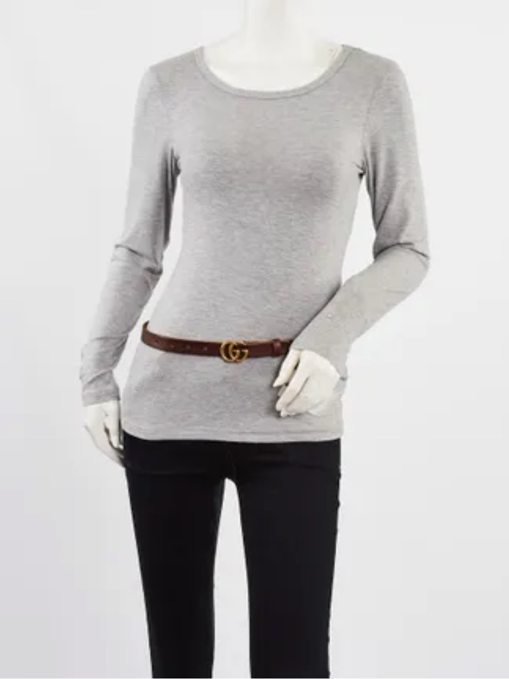 GUCCI
Brown Smooth Leather Double G Skinny Belt Size 85/34 - Picture 9 of 9